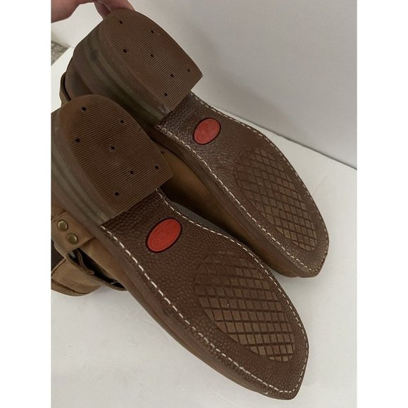 Dingo size 10M Men’s Tan Leather Harness Pull On Biker Chelsea Work Boots - Picture 6 of 9